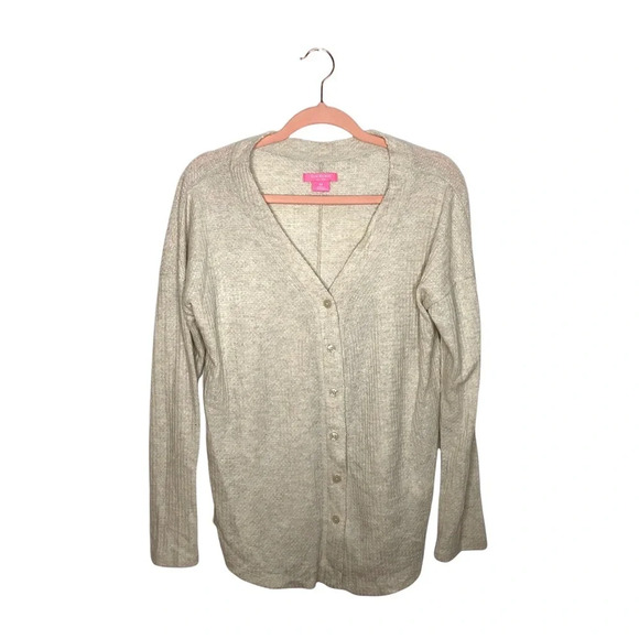 ISAAC MIZRAHI Waffle Knit Open Button Down Cardigan Sweater - Picture 6 of 6